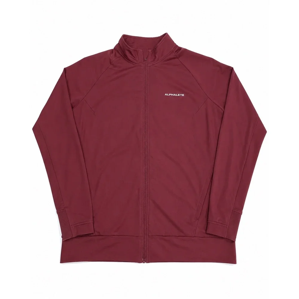 Alphalete Mens XL Maroon Full Zip Performance Track Jacket Mock Neck Burgundy